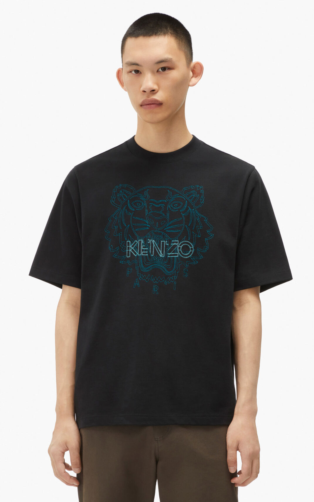 T Shirt Kenzo Homme Tiger loose fitting Noir PSEXR-6820